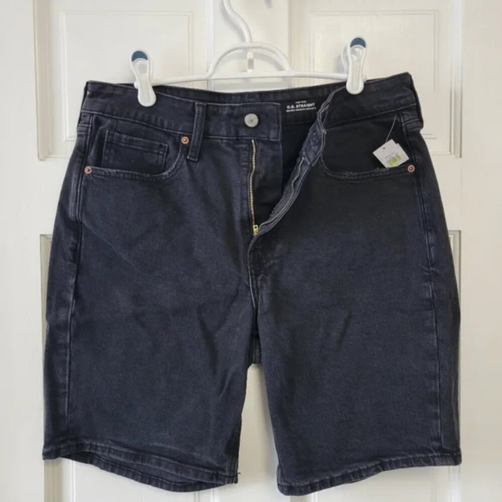 NWT-Old Navy OG Straight High Rise Black Denim Shorts- Women’s Size 12